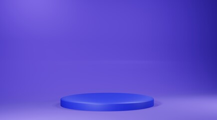 Blue podium with a blue background. 3d illustration rendering background elements suitable for your product presentation. 
