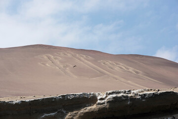 Coastal view of Paracas mountains of sand where there is the Candelabrum figure, Paracas National Park, Paracas region, Peru