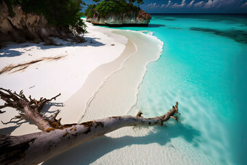 A secluded beach with white sandy shore and crystal clear water, sea, beach, water, island, coast, ocean, landscape, nature, sky, sand, summer, travel, tropical, view, bay, holiday, vacation, rock, ro
