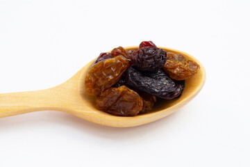 Dried grape on white background.