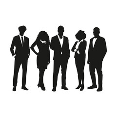 Silhouettes of Business People Standing Together