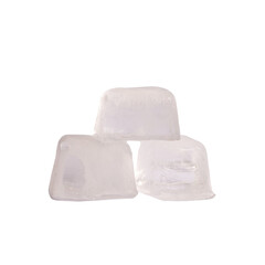 White ice cubes stacked, isolated. 