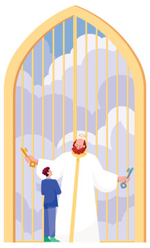 golden gatekeeper with keys and boy clip art preview
