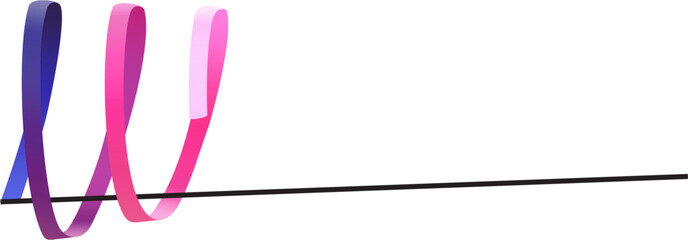 Vector illustration of a multi-colored ribbon for rhythmic gymnastics on a stick