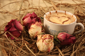 cup of coffee with rose