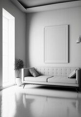 modern white living room, design interior