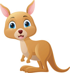Cute little kangaroo cartoon on white background