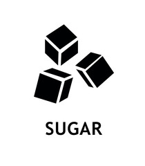 Sugar black icon. Cubes for hot drink, ingredient for coffee or tea. Sticker for social networks and messengers. Sweetness and candy product. Cartoon flat vector illustration