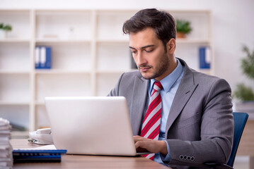 Young male employee working in the office
