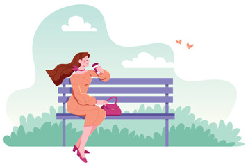 Obraz na płótnie Canvas Woman Resting on Bench