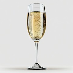 A cup of champagne isolated on white background. Alcohol with bubbles in a glass. Generative AI. 