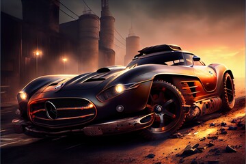 Voiture de sport qui démarre 