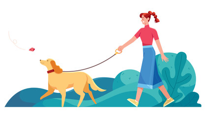 Woman Walking Dog