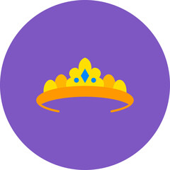 Diadem Multicolor Circle Flat Icon