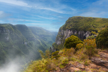 Fototapeta na wymiar Panoramic view of a scenic canyon. Fortaleza Canyon, Rio Grande do Sul, Brazil. 
