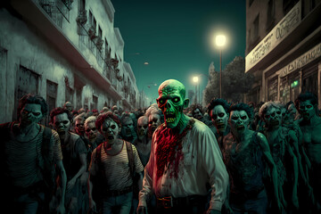 Fototapeta na wymiar fictitious revolt of zombies