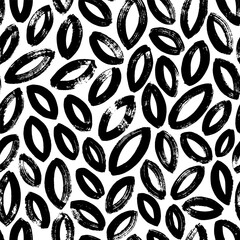 Brush drawn simple leaves seamless pattern. Vector background in nature eco style. Tropical stylized leaves wallpaper, foliage background. Dry brush texture on bold lines. Vector foliage silhouettes.