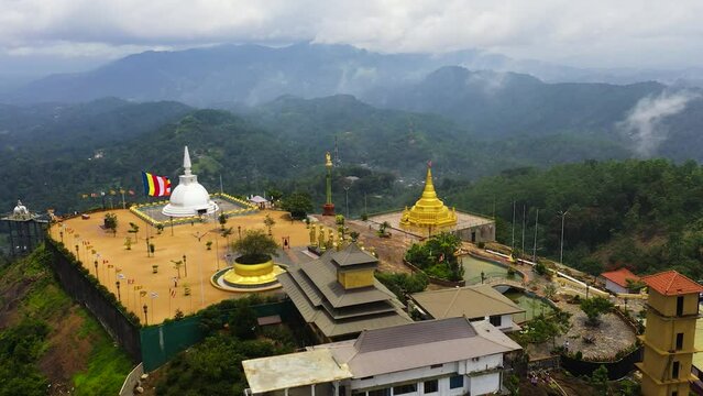 Top view of Nelligala international Buddhist Manastery in Sri Lanka