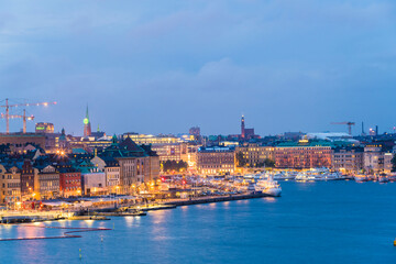 Fototapeta na wymiar View of stockholm skyline after sunset