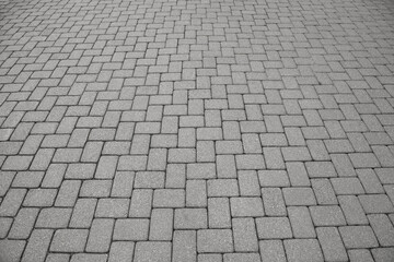 View on empty stone sidewalk. Footpath covering