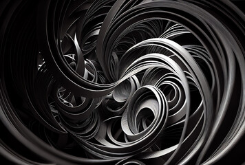 black and white spiral abstract background wallpaper, generative ai