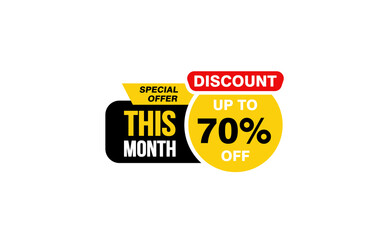 70 Percent THIS MONTH offer, clearance, promotion banner layout with sticker style. 
