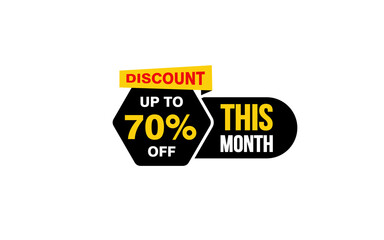 70 Percent THIS MONTH offer, clearance, promotion banner layout with sticker style. 
