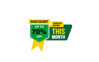 70 Percent THIS MONTH offer, clearance, promotion banner layout with sticker style. 
