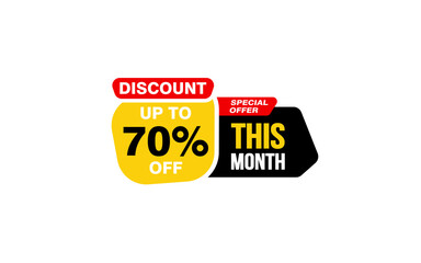 70 Percent THIS MONTH offer, clearance, promotion banner layout with sticker style. 
