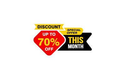 70 Percent THIS MONTH offer, clearance, promotion banner layout with sticker style. 
