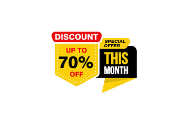 70 Percent THIS MONTH offer, clearance, promotion banner layout with sticker style. 
