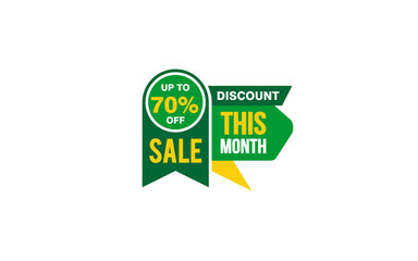 70 Percent THIS MONTH offer, clearance, promotion banner layout with sticker style. 
