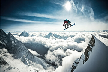 Naklejka na ściany i meble skier on the top of the mountain