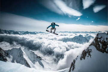 Naklejka na ściany i meble snowboarder in the mountains