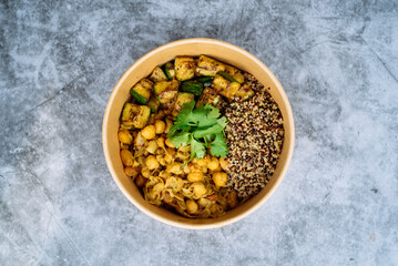 Chickpeas Curry on a grey background