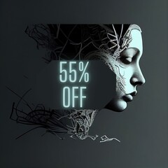 55% off, 55%, off, promotion, sales, 1:1, generated by ai