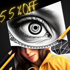 55% off, 55%, off, promotion, sales, 1:1, generated by ai