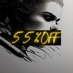 55% off, 55%, off, promotion, sales, 1:1, generated by ai