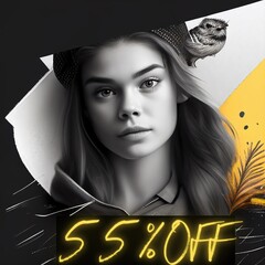 55% off, 55%, off, promotion, sales, 1:1, generated by ai