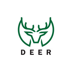 Deer monoline logo design vector template