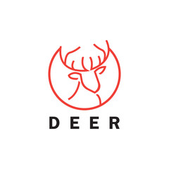 Deer monoline logo design vector template