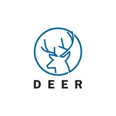 Deer monoline logo design vector template