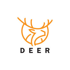 Deer monoline logo design vector template