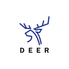 Deer monoline logo design vector template