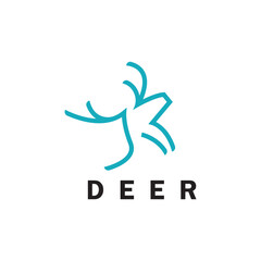 Deer monoline logo design vector template