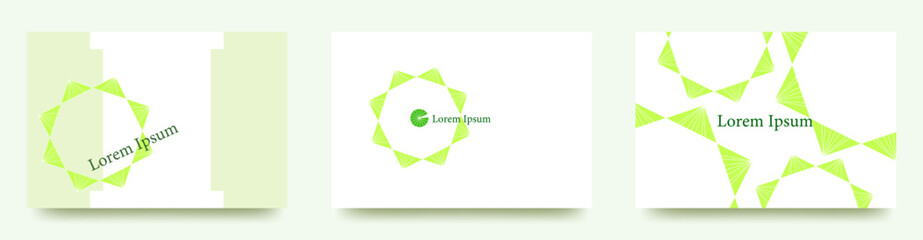 八角形の太陽イラストカード　広告の一部やショップカードに使えそうな　パターンベクターテンプレートセット/背景/壁紙/名刺/ポストカード