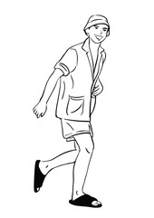 Running man, hand drawn art illustration, people, lifestyle