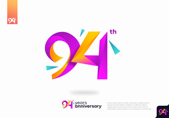 Number 94 logo icon design, 94th birthday logo number, anniversary 94