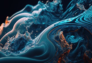 Water moving close up background. 3D rendering style. Generative AI illustration