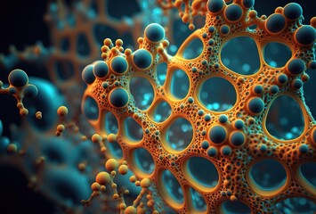 Abstract textured background of chlorine molecules. 3d rendering style. Generative AI illustration